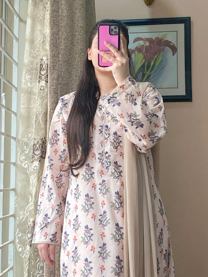 3-PIECE Lawn Printed Dress With Shalwar