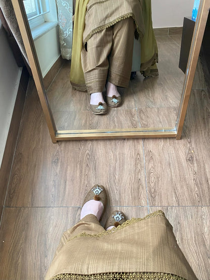 3 Piece - Lawn Dobby Dress with Farshi Shalwar