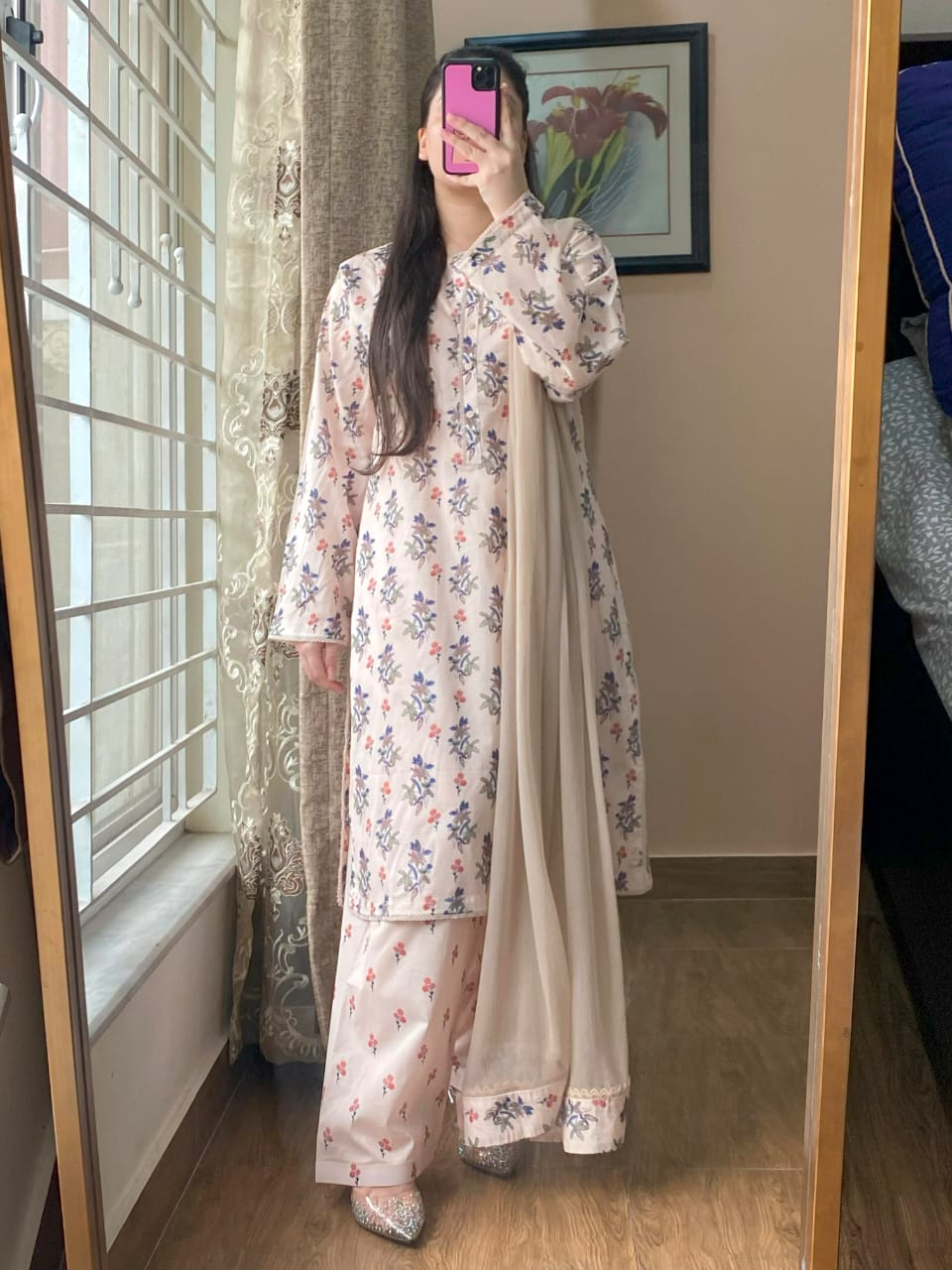 3-PIECE Lawn Printed Dress With Shalwar