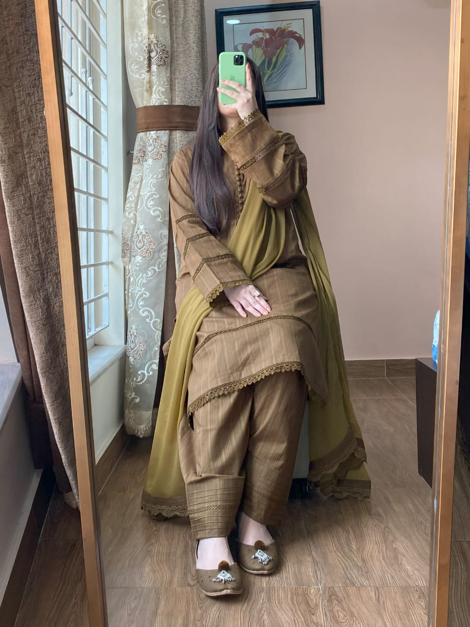 3 Piece - Lawn Dobby Dress with Farshi Shalwar