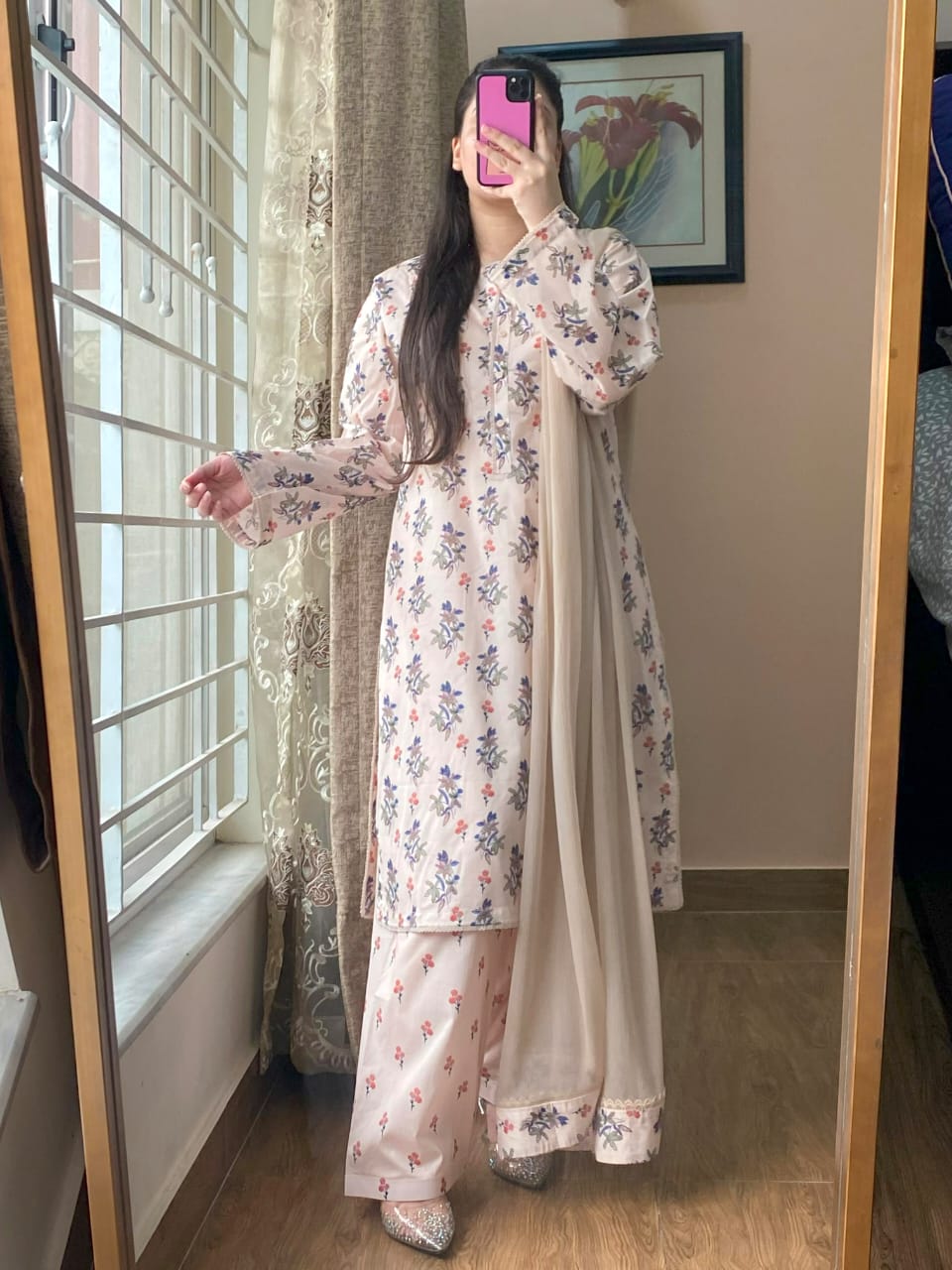 3-PIECE Lawn Printed Dress With Shalwar