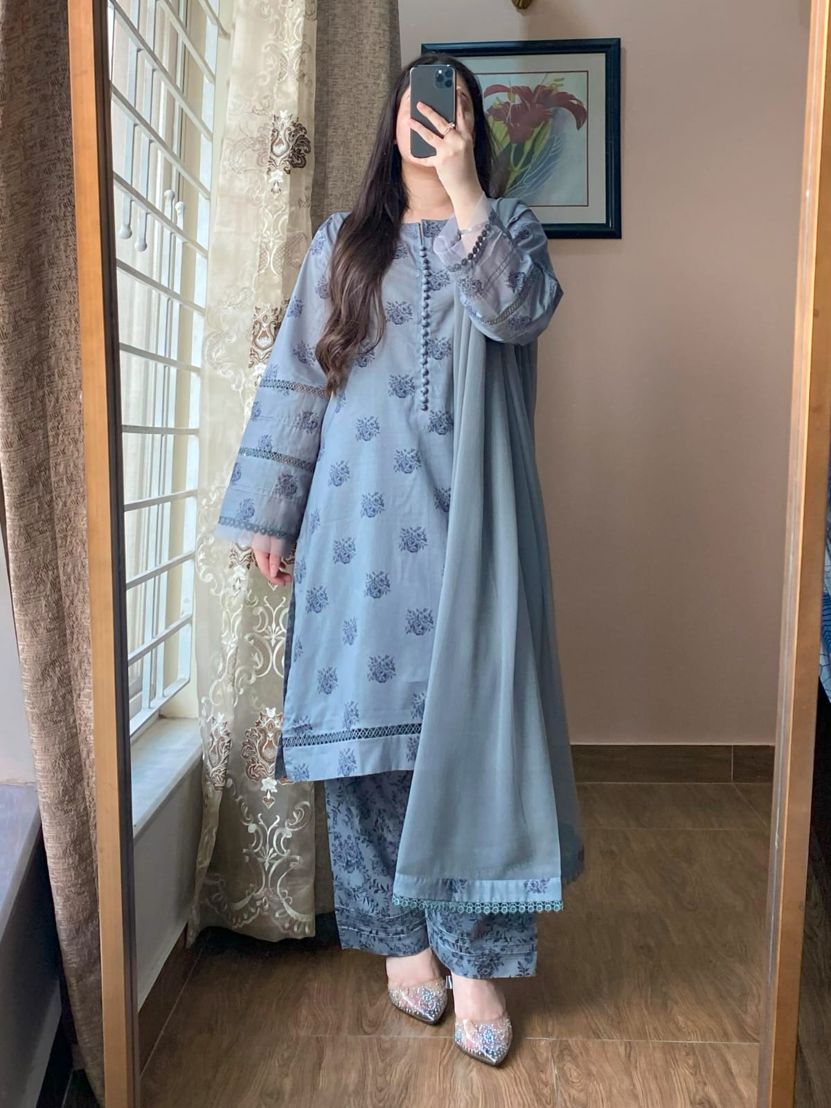 3-PIECE Lawn Printed Dress With Shalwar