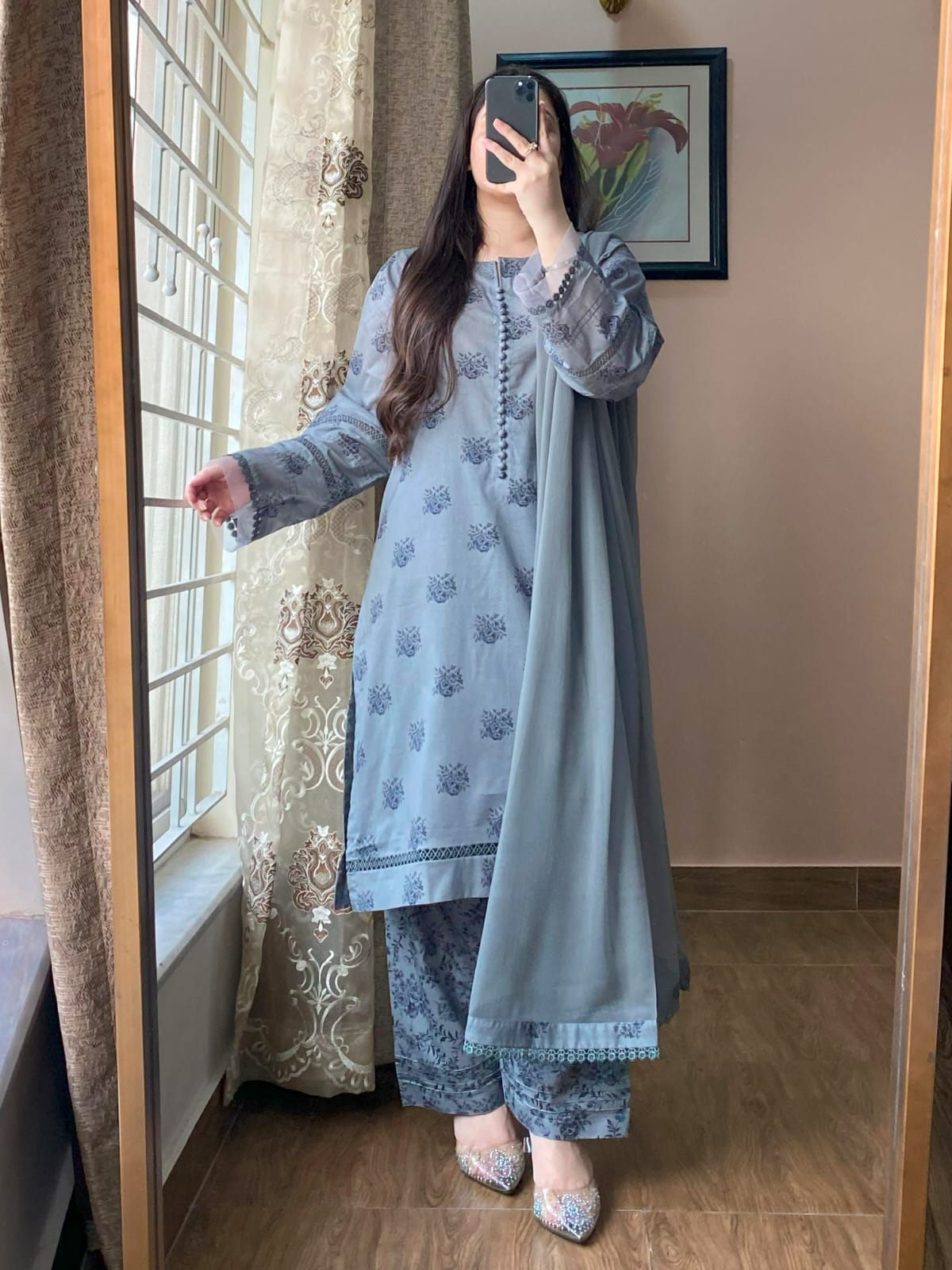 3-PIECE Lawn Printed Dress With Shalwar